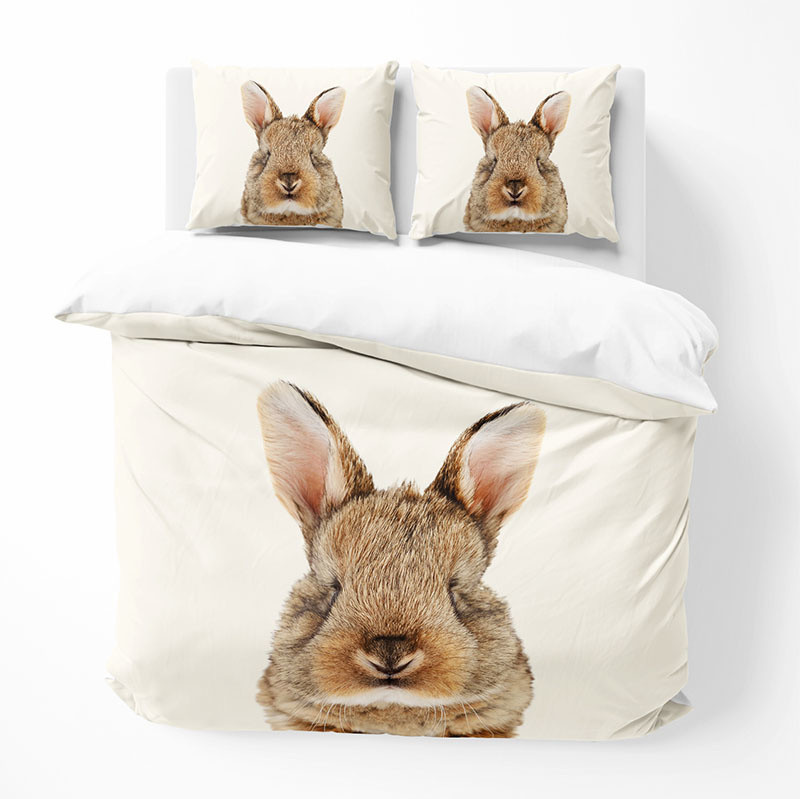 Dekbedovertrek Cute Bunny - Lits-Jumeaux (240x220 cm) - Roze Polyester-katoen - Dessin: Dieren - DLC - Dekbed-Discounter.nl