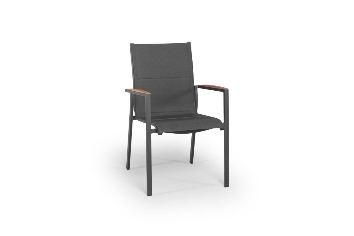 Foxx Stockable Chair Antraciet / Teak - Tierra Outdoor