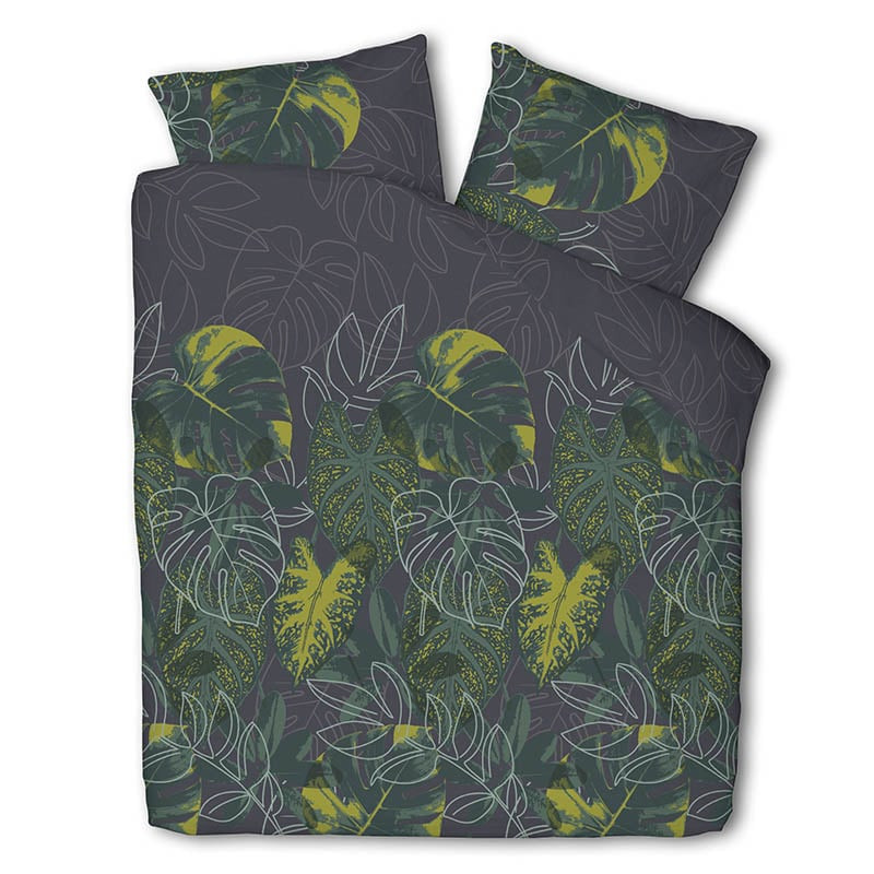 Dekbedovertrek Tropical Escape - Lits-Jumeaux (240x220 cm) - Groen Polyester-katoen - Dessin: Natuur - Fresh and Co - Dekbed-Discounter.nl