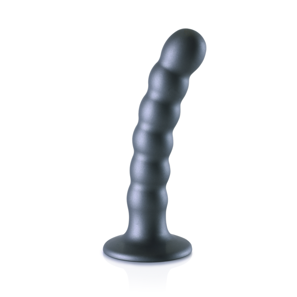 Ouch! by Shots Beaded Silicone G-Spot Dildo - 5'' / 13 cm - Gunmetal