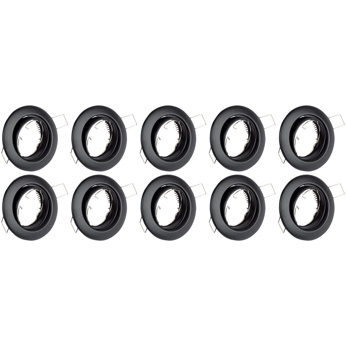 Spot Armatuur 10 Pack - GU10 Inbouwspot - Rond - Zwart - Aluminium - Kantelbaar Ø82mm