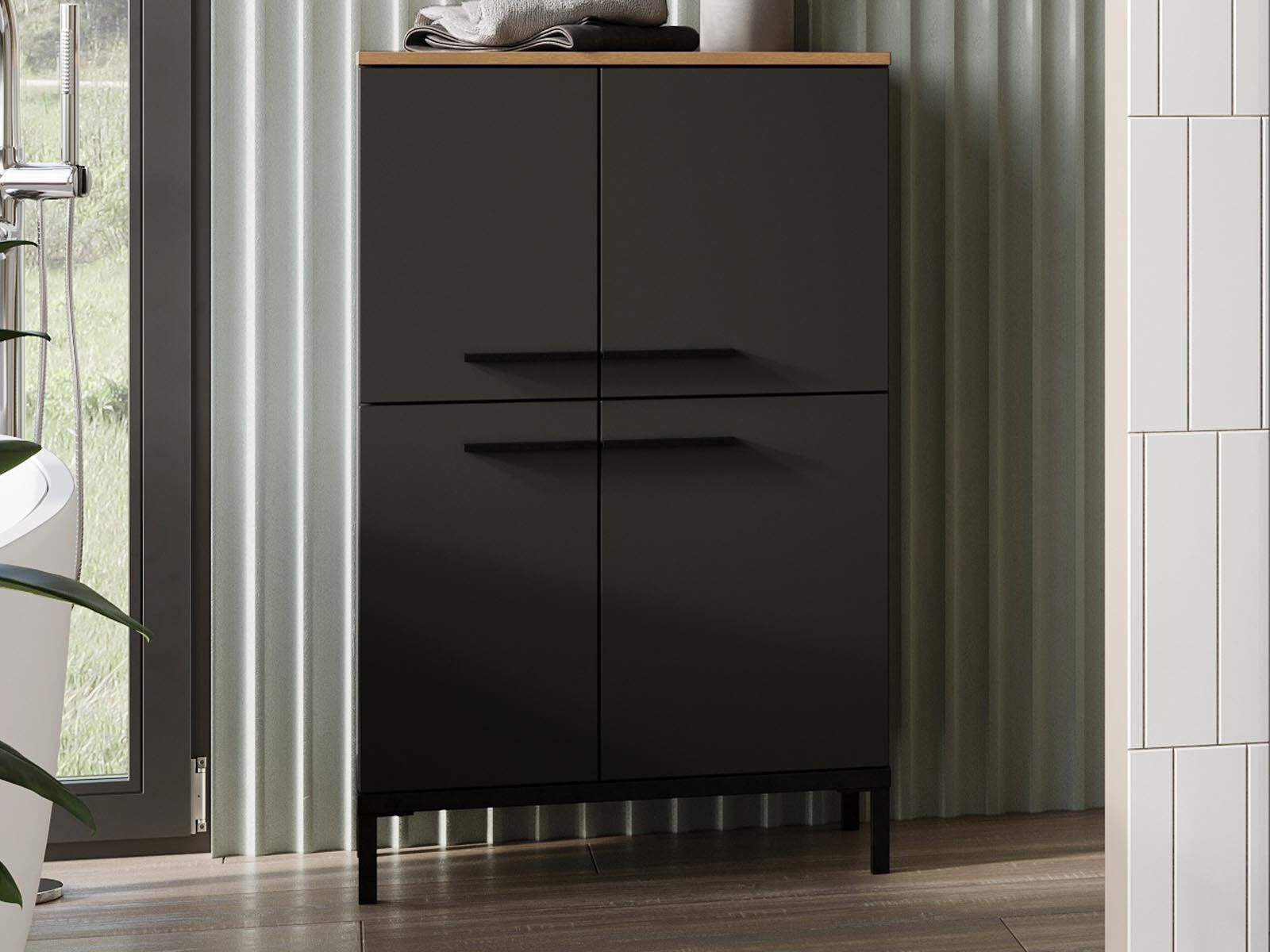 Commode YONA 4 deuren navarra eik/grafiet