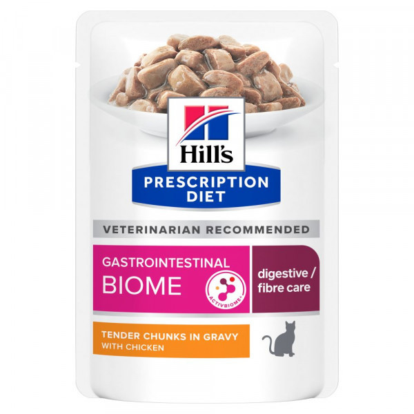 Hill&apos;s Prescription Diet Gastrointestinal Biome natvoer kat met kip maaltijdzakje 24 x 85 g