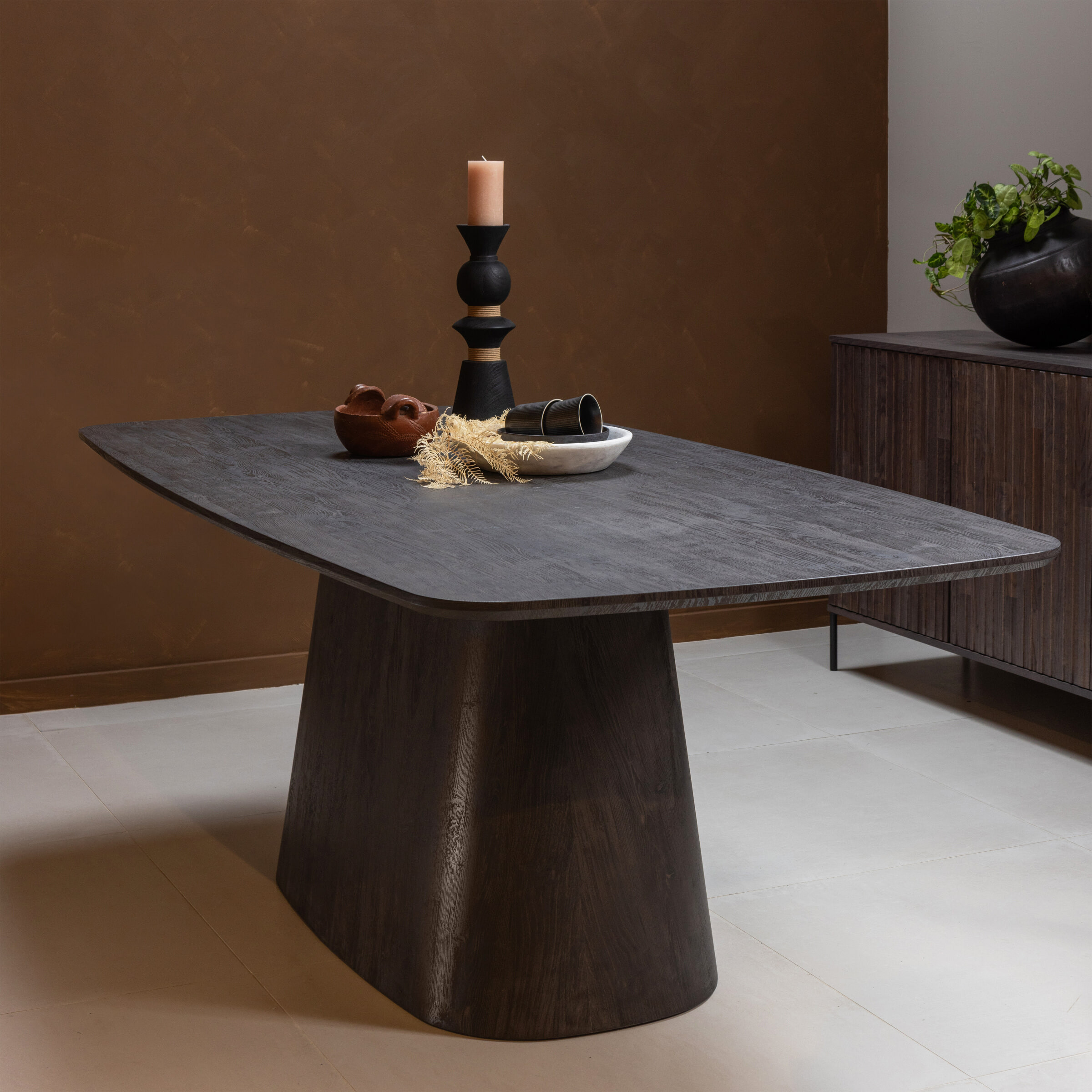 WOOOD Exclusive Eettafel Leah MDF, 200 x 105cm - Donkerbruin