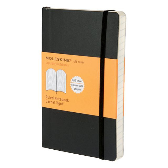 Moleskine notitieboek, ft 9 x 14 cm, gelijnd, soepele cover, 192 bladzijden, zwart