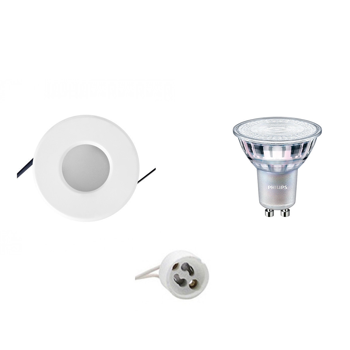 LED Spot Set - Aigi - GU10 Fitting - Waterdicht IP65 - Inbouw Rond - Mat Wit - Ø82mm - Philips - MASTER 927 36D VLE - 4.9W - Warm Wit 2200K-2700K - DimTone Dimbaar