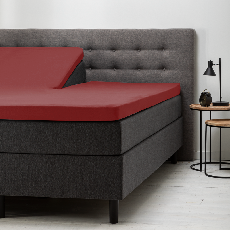 Splittopper Hoeslaken Katoen - Rood - 200x210 cm - Rood - Fresh and Co - Dekbed-Discounter.nl