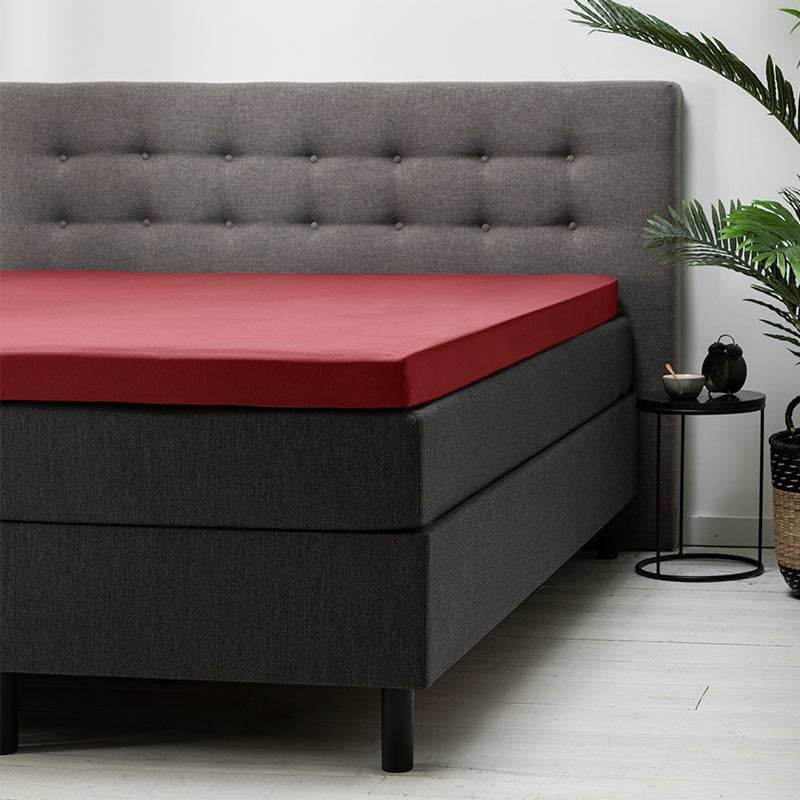 Topper Hoeslaken Katoen - Rood - 180x200 cm - Rood - Fresh and Co - Dekbed-Discounter.nl