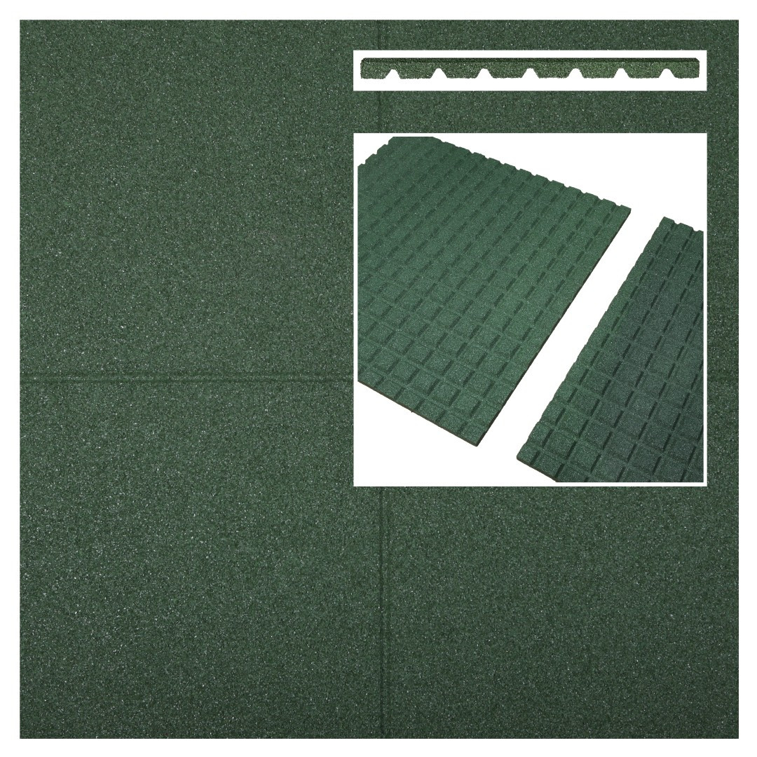 Rubberen tegels groen 1000x1000x45mm prijs per m2