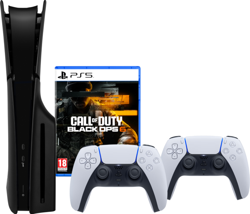 PlayStation 5 Slim Disc Edition + Black Ops 6 + Covers Zwart + Extra Controller Wit