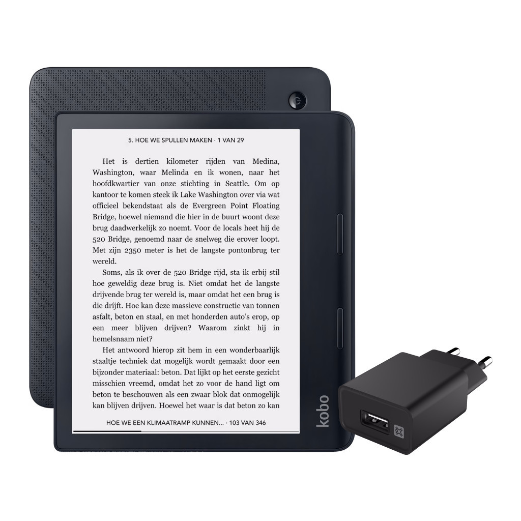 Kobo Sage + XtremeMac Oplader met Usb A Poort 12W Zwart