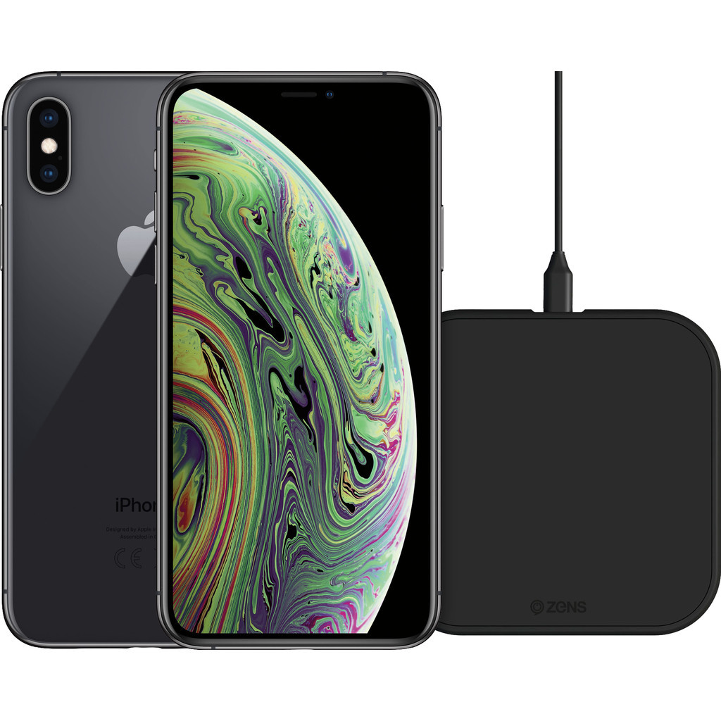 Refurbished iPhone Xs 64GB Space Gray + ZENS Draadloze Oplader 10W Zwart