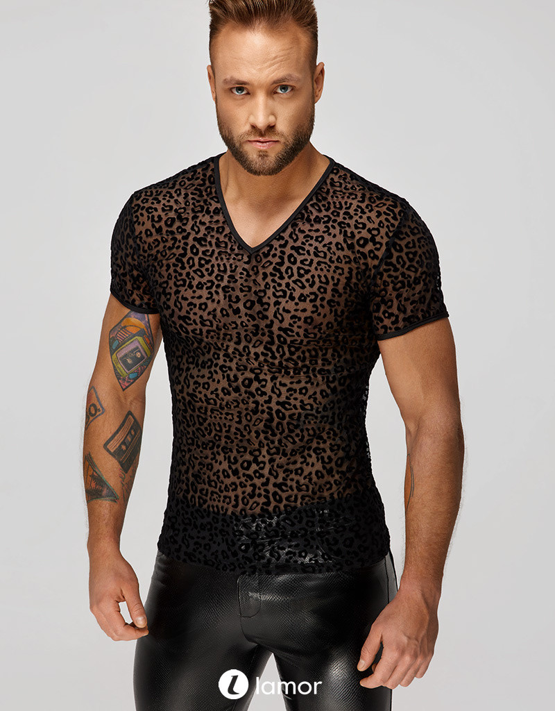 * NOIR handmade Leopard Flock Heren T-Shirt, H071