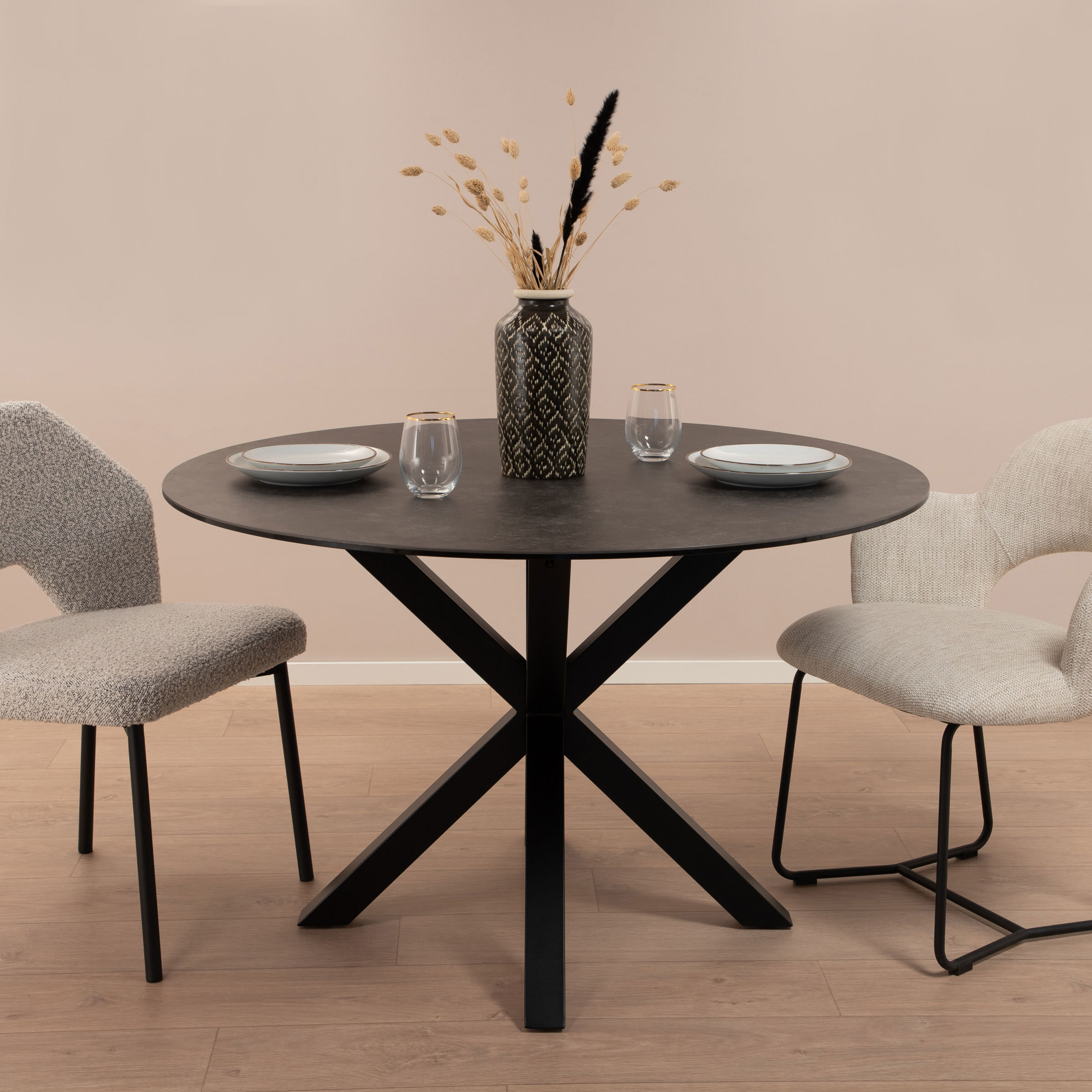 Sohome Ronde Eettafel Parker Keramiek 120cm - zwart