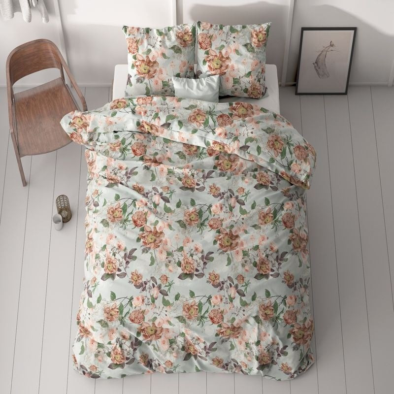 Dekbedovertrek Natury Dekbedovertrek - Tweepersoons (200x200 cm) - Meerkleurig Polyester-katoen - Dessin: Bloemen - Sleeptime Elegance -