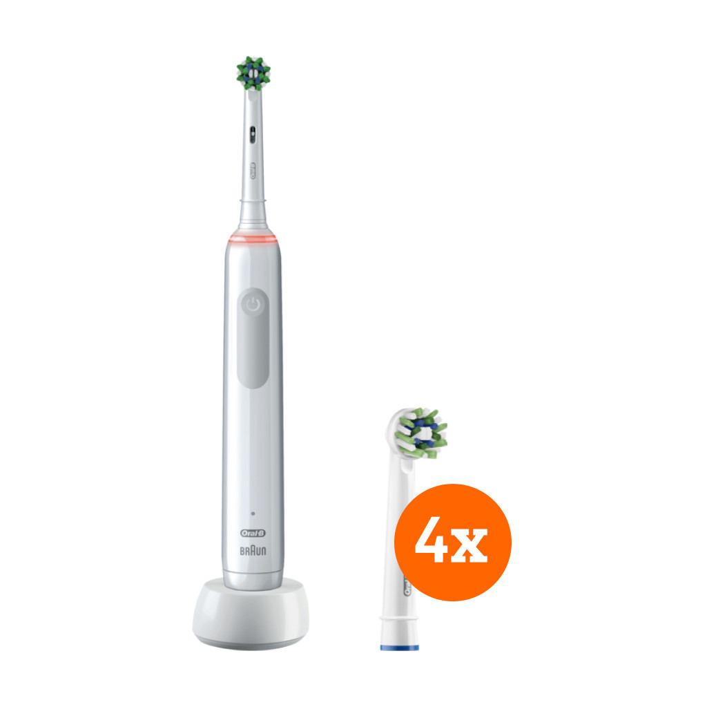 Oral-B Pro 3 3000 Wit + CrossAction opzetborstels (4 stuks)