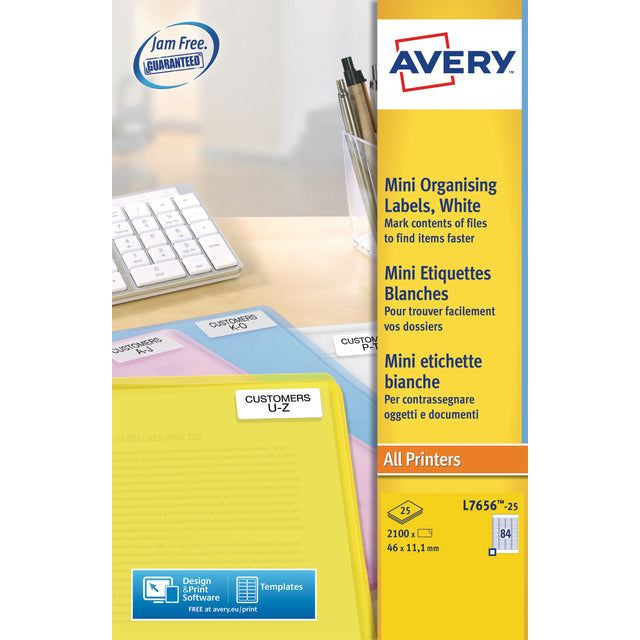 Etiket Avery L7656-25 46x11.1mm wit 2100stuks | Pak a 25 vel