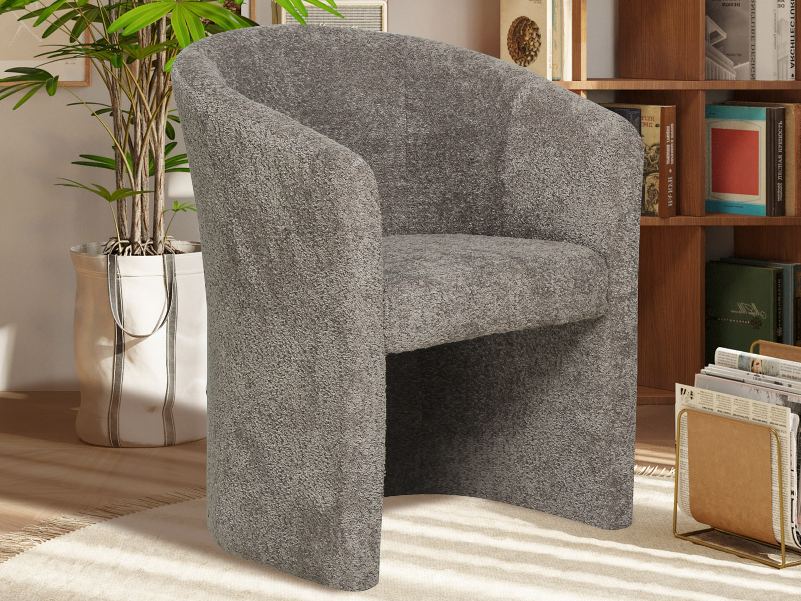 Fauteuil CARLOS bouclé bruin