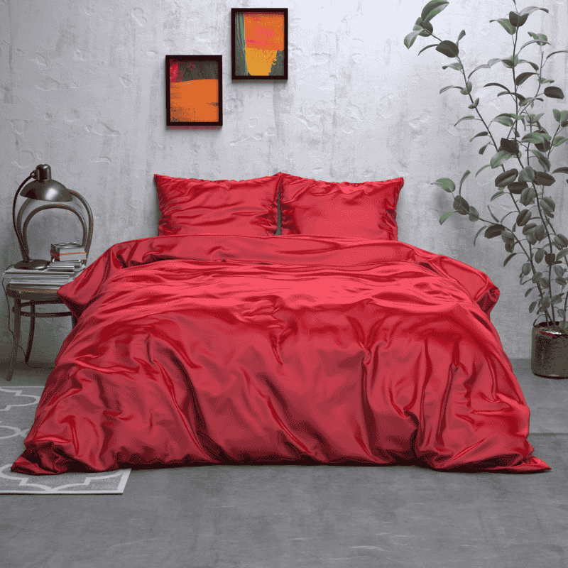 Dekbedovertrek Satijn Geweven Uni - Tweepersoons (200x220 cm) - Rood Microvezel - Dessin: Effen - Sleeptime Elegance - Dekbed-Discounter.nl