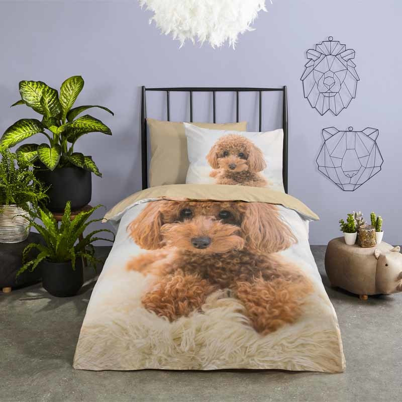 Kinderdekbedovertrek Dekbedovertrek Cute Dog - 200x140 cm Meerkleurig - Dessin: Dieren - Good Morning - Dekbed-Discounter.nl