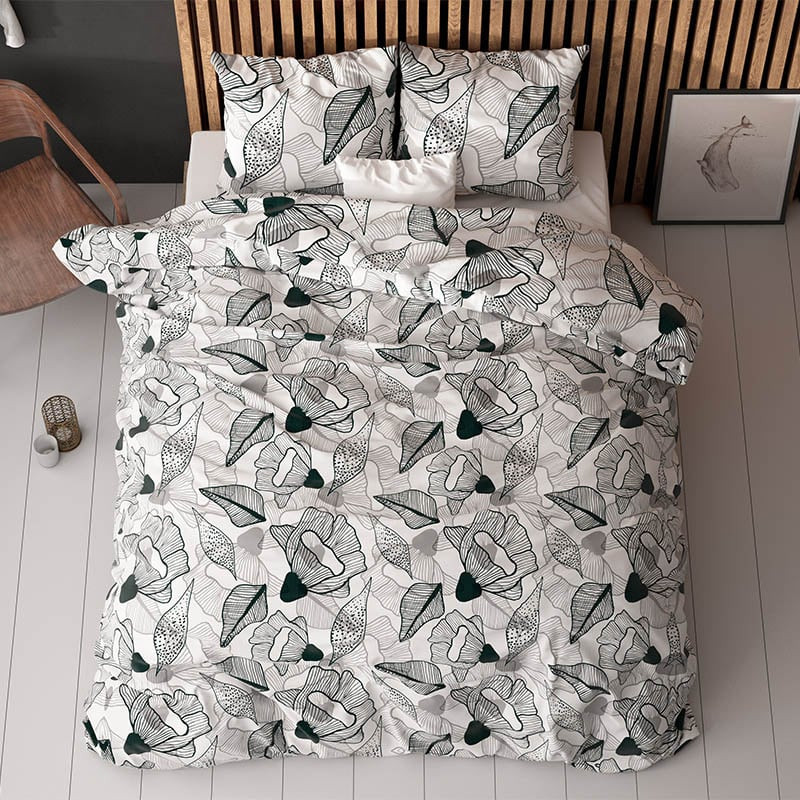 Dekbedovertrek Katla Dekbedovertrek - Tweepersoons (200x200 cm) - Groen Polyester-katoen - Dessin: - Sleeptime Elegance - Dekbed-Discounter.nl