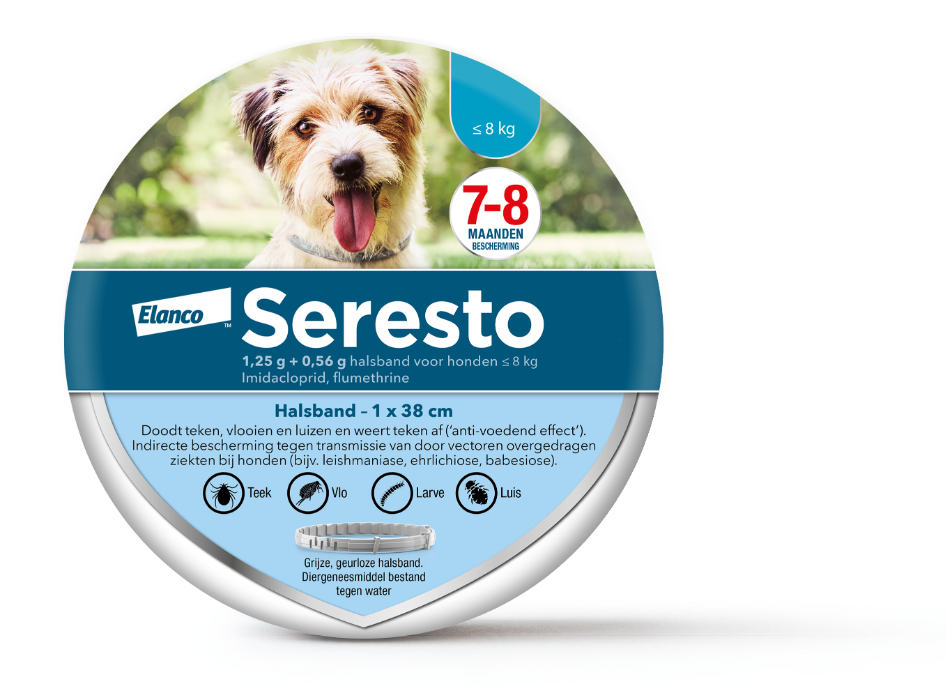 Seresto teken- en vlooienband hond tot 8kg 38cm