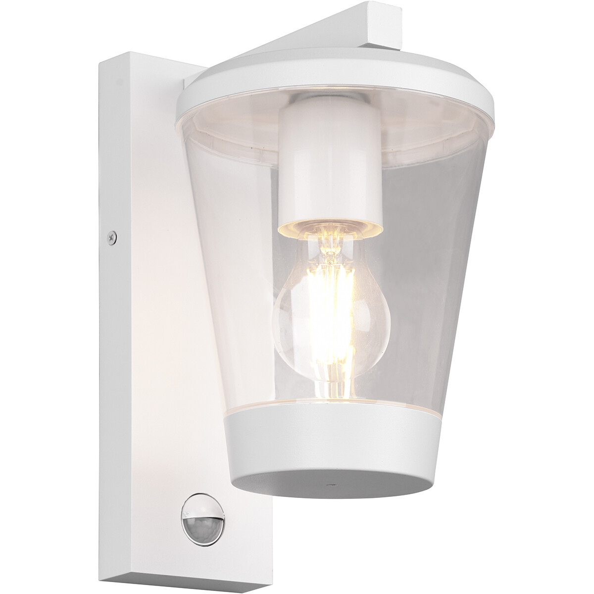 LED Tuinverlichting met Bewegingssensor - Wandlamp - Trion Civonu - E27 Fitting - Spatwaterdicht IP44 - Rond - Mat Wit - Aluminium