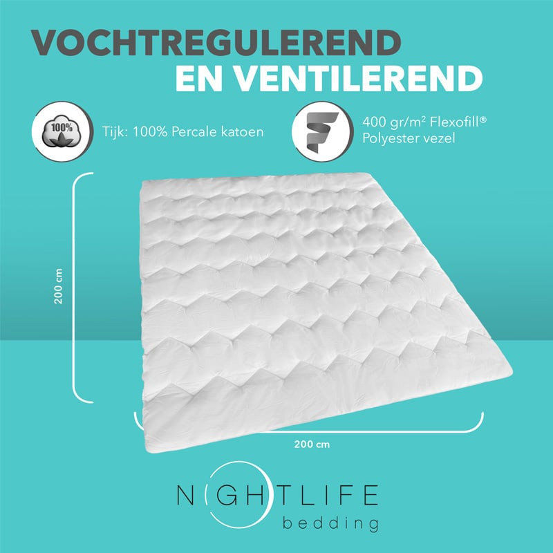 Enkel , All season Dekbed Ultra Comfort - 200x200 cm (Tweepersoons) - Nightlife - 450 Gram - Dekbed-Discounter.nl