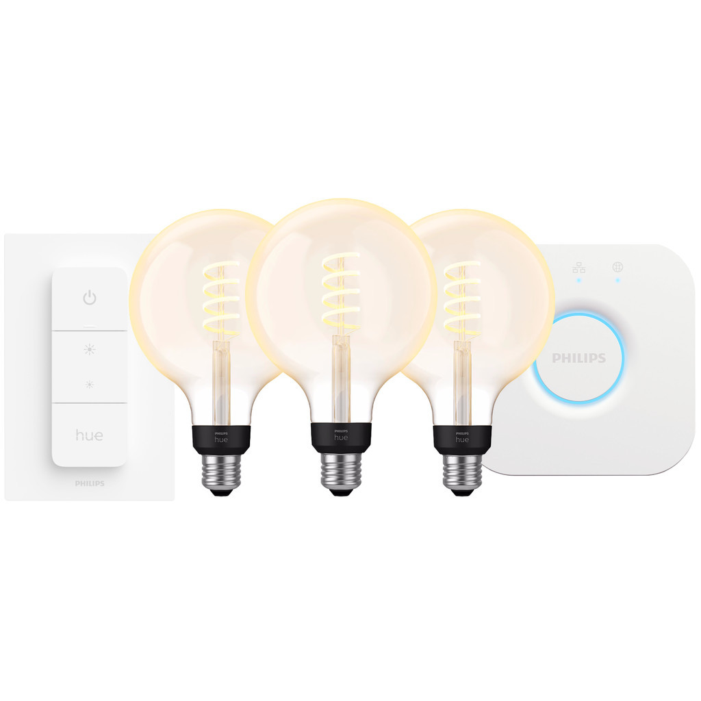 Philips Hue Filament White Ambiance Globe 3-Pack Startpakket