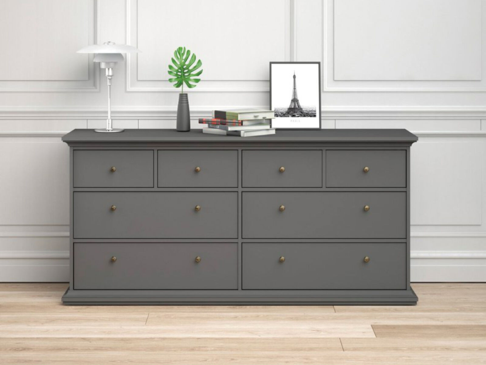 Dressoir PARISA 8 lades donkergrijs