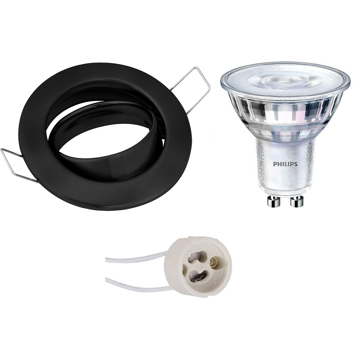 LED Spot Set - GU10 Fitting - Inbouw Rond - Mat Zwart - Kantelbaar Ø82mm - Philips - SceneSwitch 827 36D - 1.5W-5W - Warm Wit 2200K-2700K - Dimbaar