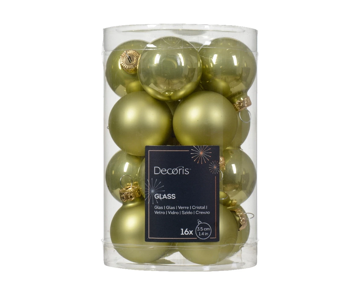 Decoris kerstballen glas 16st pistache 3,5cm