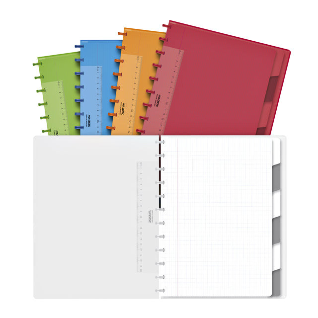 Adoc Colorlines schrift, ft A4, 144 bladzijden,commercieel geruit, geassorteerde kleuren