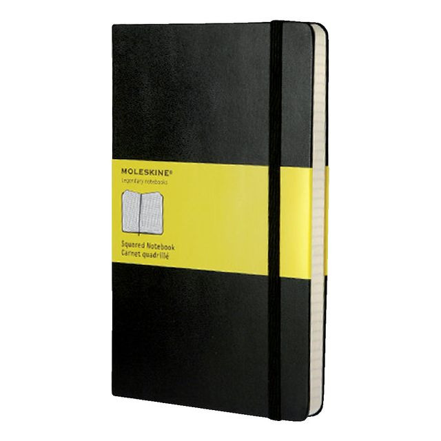 Moleskine notitieboek, ft 13 x 21 cm, geruit, harde cover, 240 bladzijden, zwart