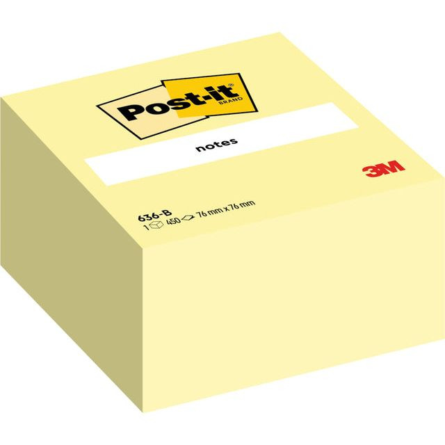 Post-it® memo kubus, ft 76 x 76 mm, 450 vel, geel