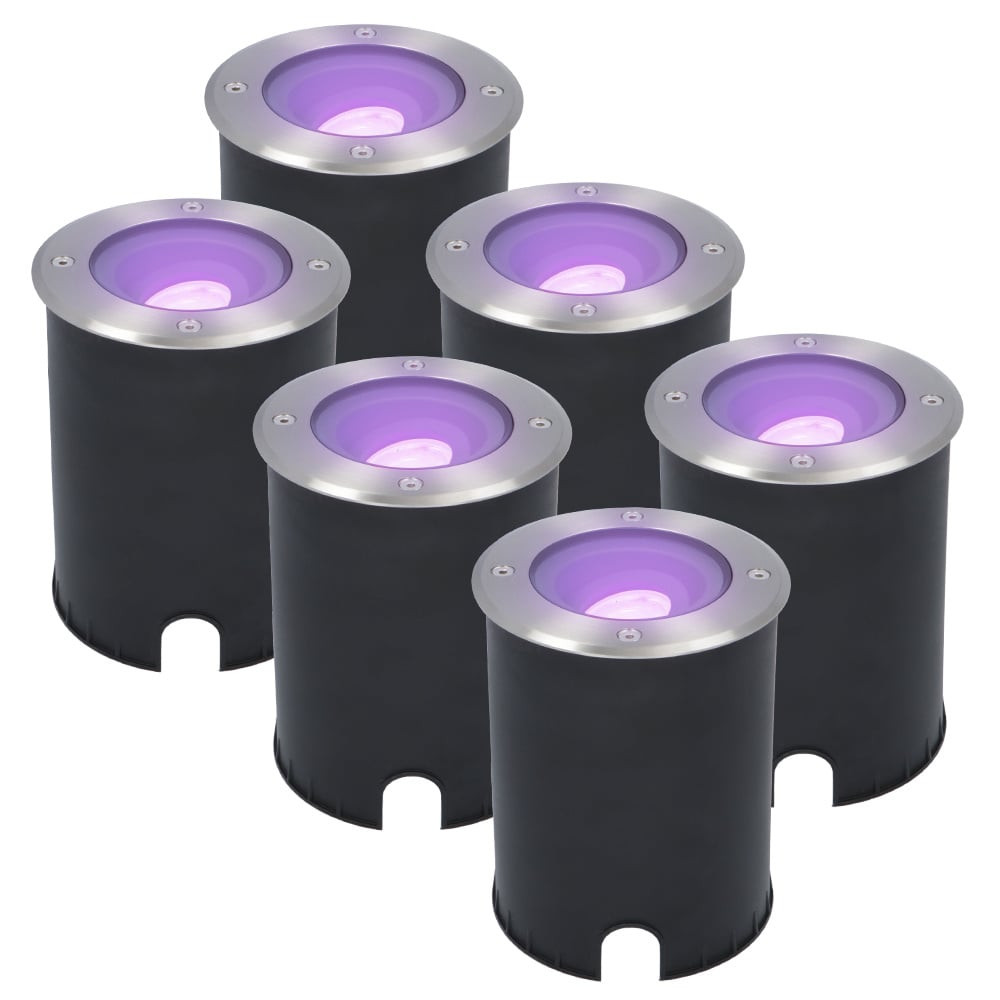 HOFTRONIC™ 6x Lilly Smart LED Grondspot - Kantelbaar - Overrijdbaar - Rond - RVS - RGBWW - 5.5 Watt - IP67 waterdicht - 3 jaar garantie