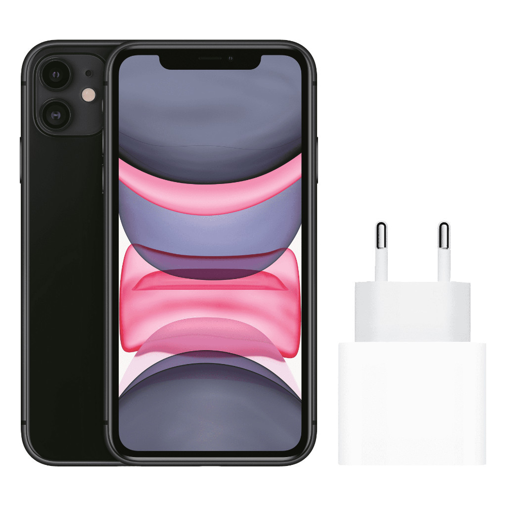 Apple iPhone 11 128GB Zwart + Apple Usb C Oplader 20W