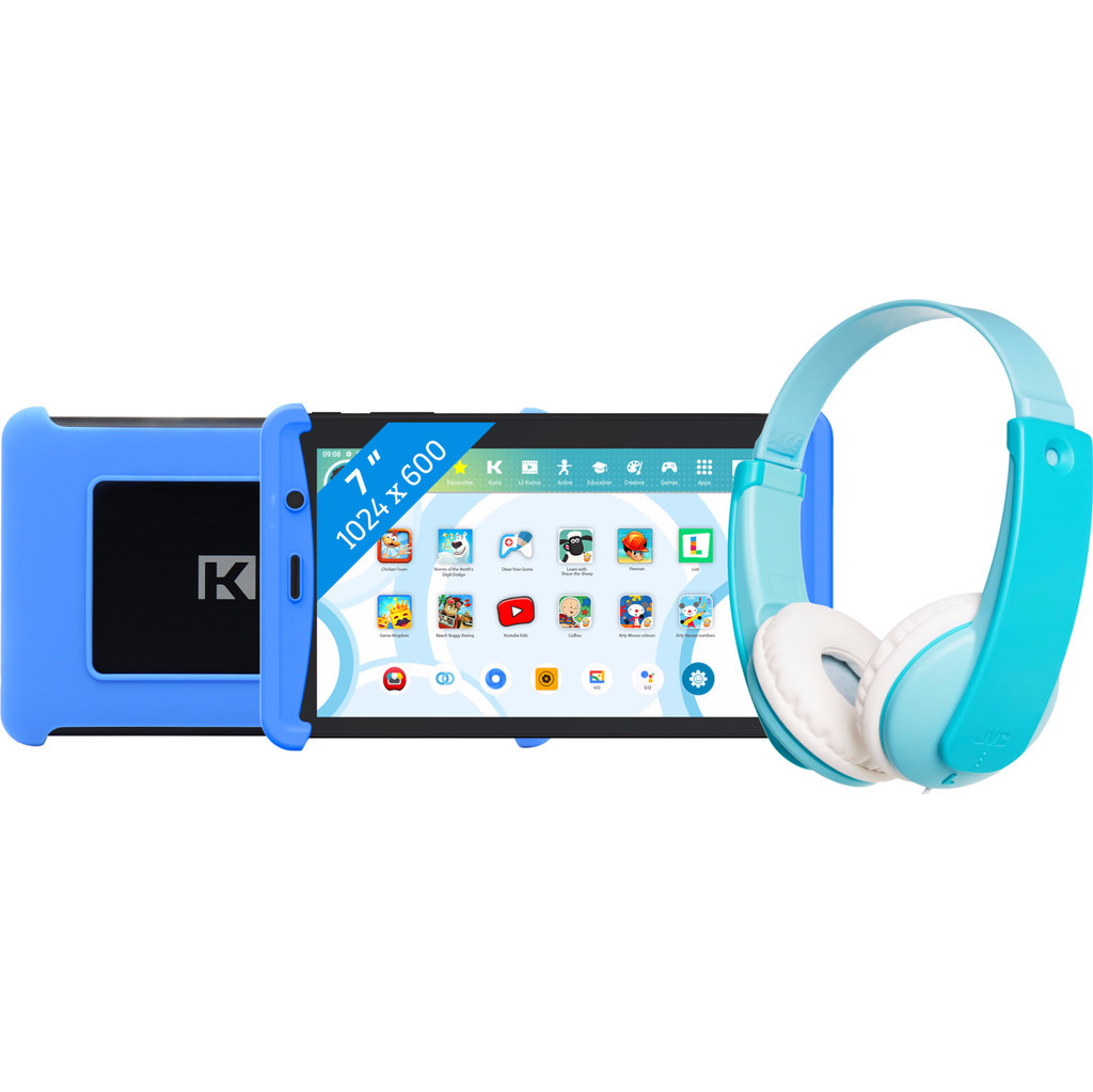 Kurio Tab Lite 2 16GB Blauw + JVC Kinderkoptelefoon Blauw