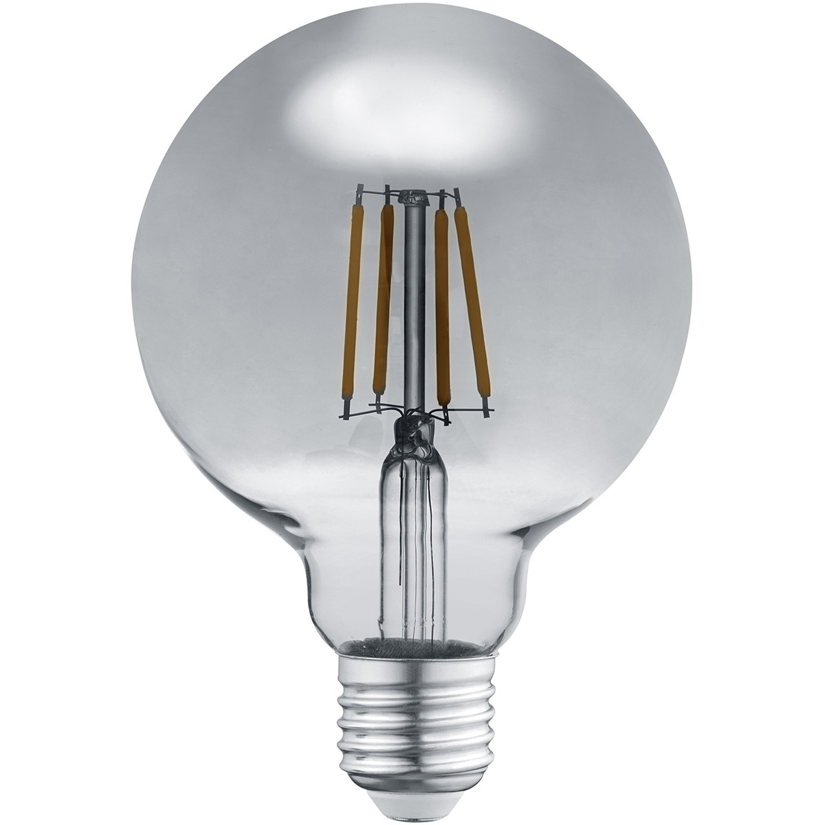 LED Lamp - Filament - Trion Globin - E27 Fitting - 6W - Warm Wit 3000K - Rookkleur - Aluminium