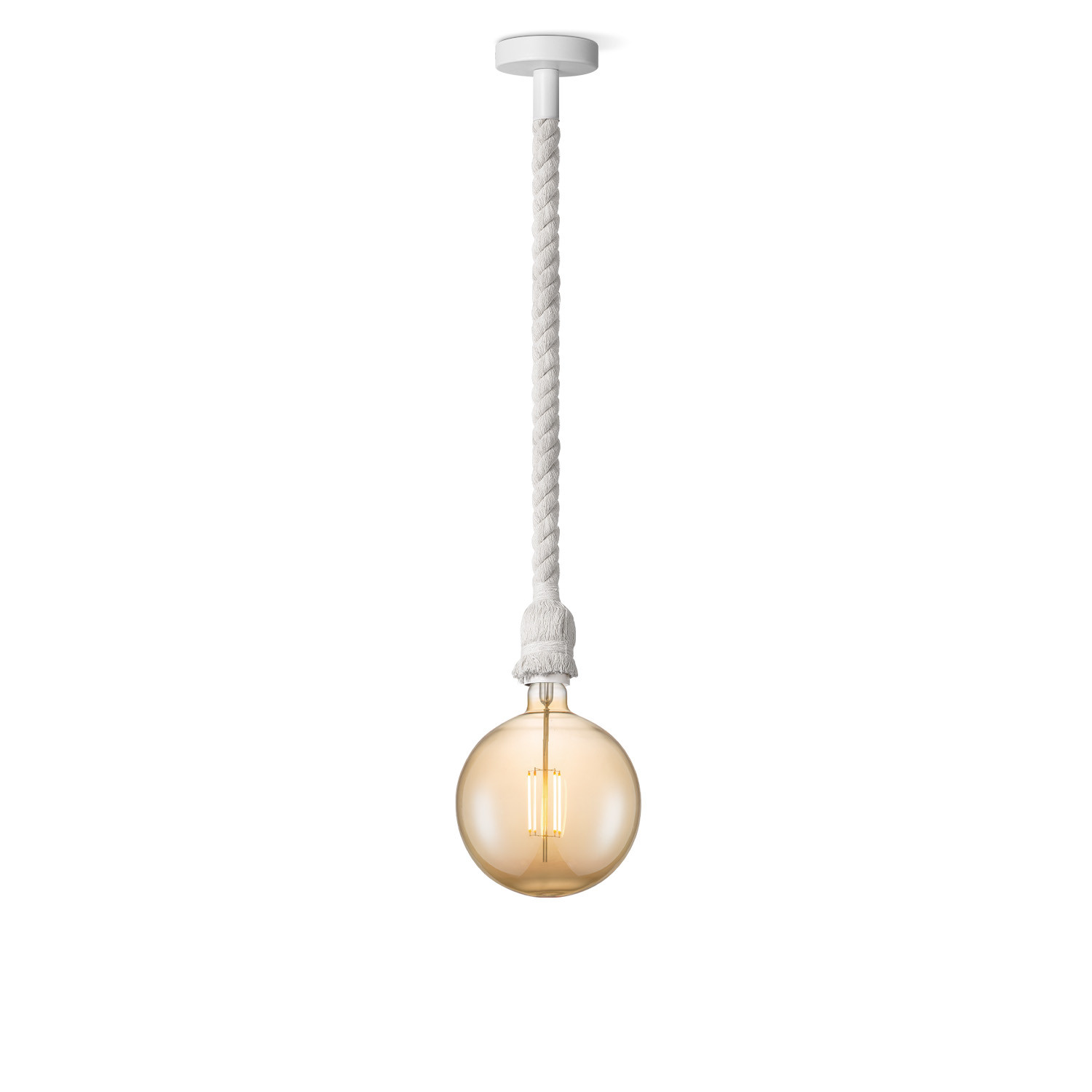 Light depot - hanglamp Leonardo wit Globe g180 - amber - Outlet