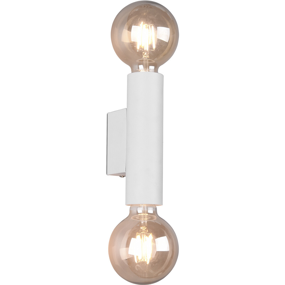 LED Wandlamp - Wandverlichting - Trion Vundon Up and Down - E27 Fitting - 2-lichts - Rond - Mat Wit - Aluminium