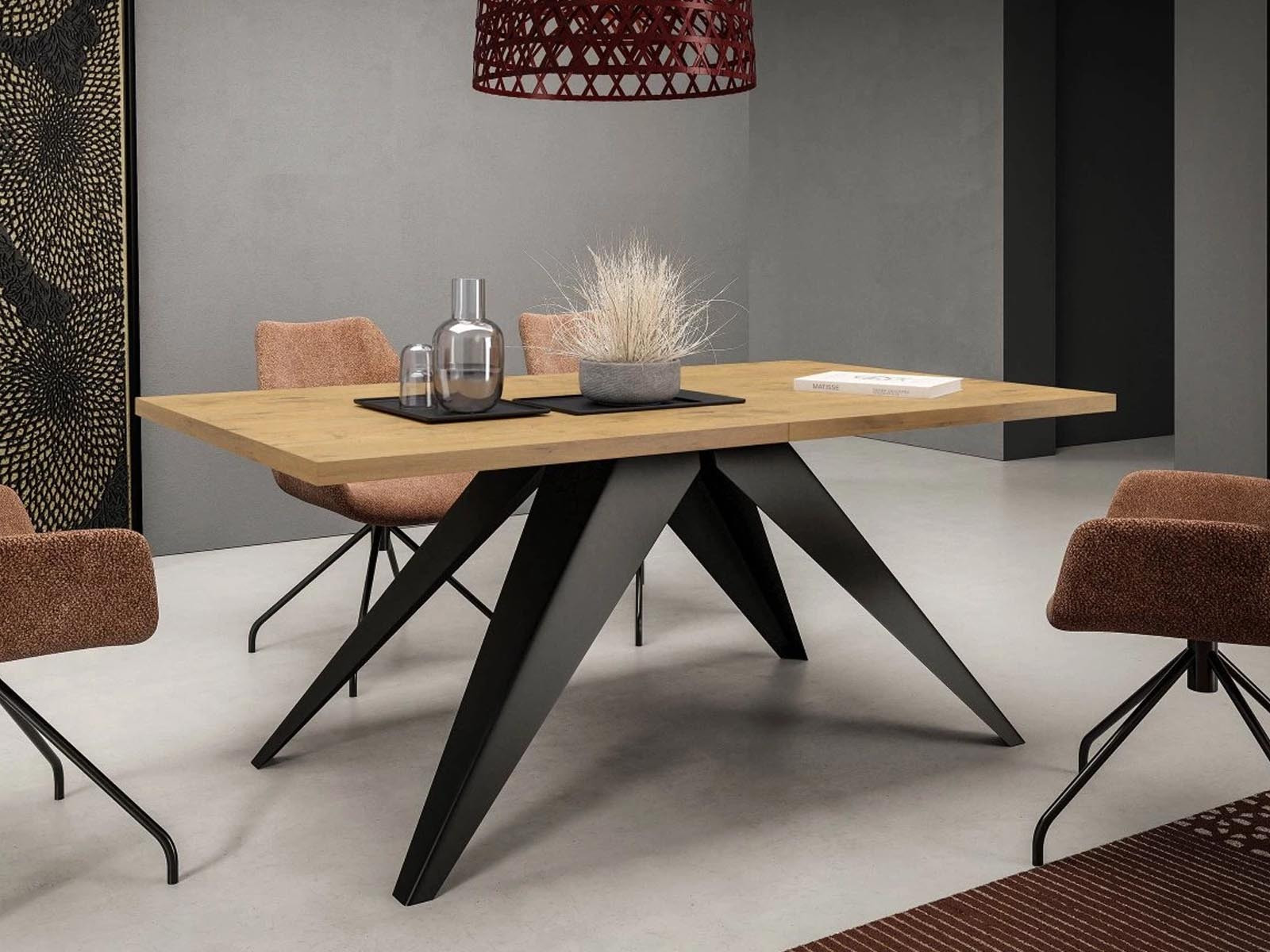 Verlengbare eettafel AWESOME 140>240 cm zwart/lancelot eik