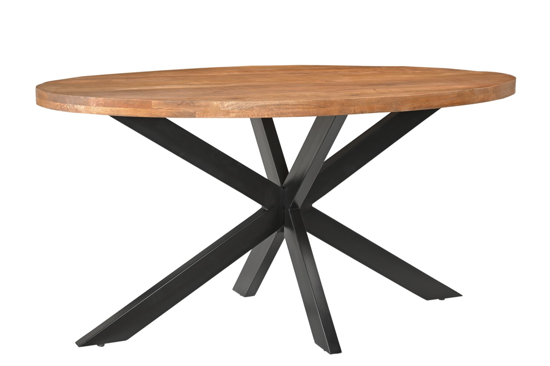 Livingfurn Ovale Eettafel Rocky Mangohout en staal - Bruin - Ovaal