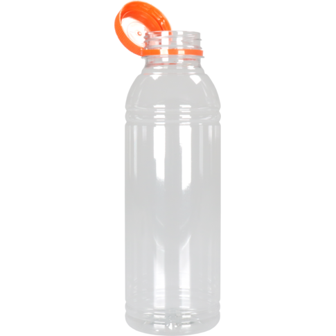 Fles | petfles | Gerecycled PET | met vaste dop | 500ml | transparant/oranje | 108 stuks