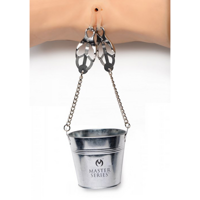 XR Brands Slave Bucket Labia and Nipple Clamps - Silver