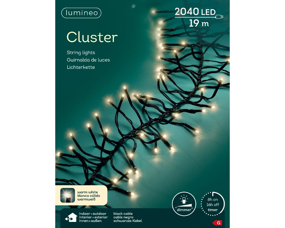 Lumineo clusterverlichting 19m 2040led warm wit