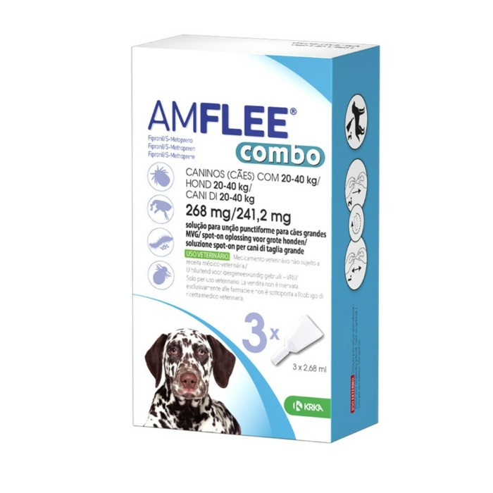 Amflee Combo 268mg spot-on hond L (20 - 40 kil) 3 pip.