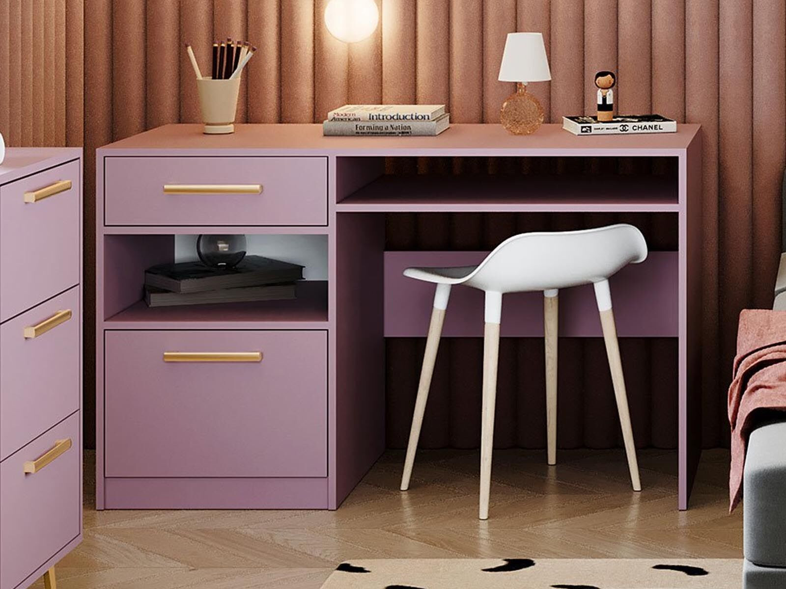 Bureau LILAS 1 deur 1 lade pruim roze