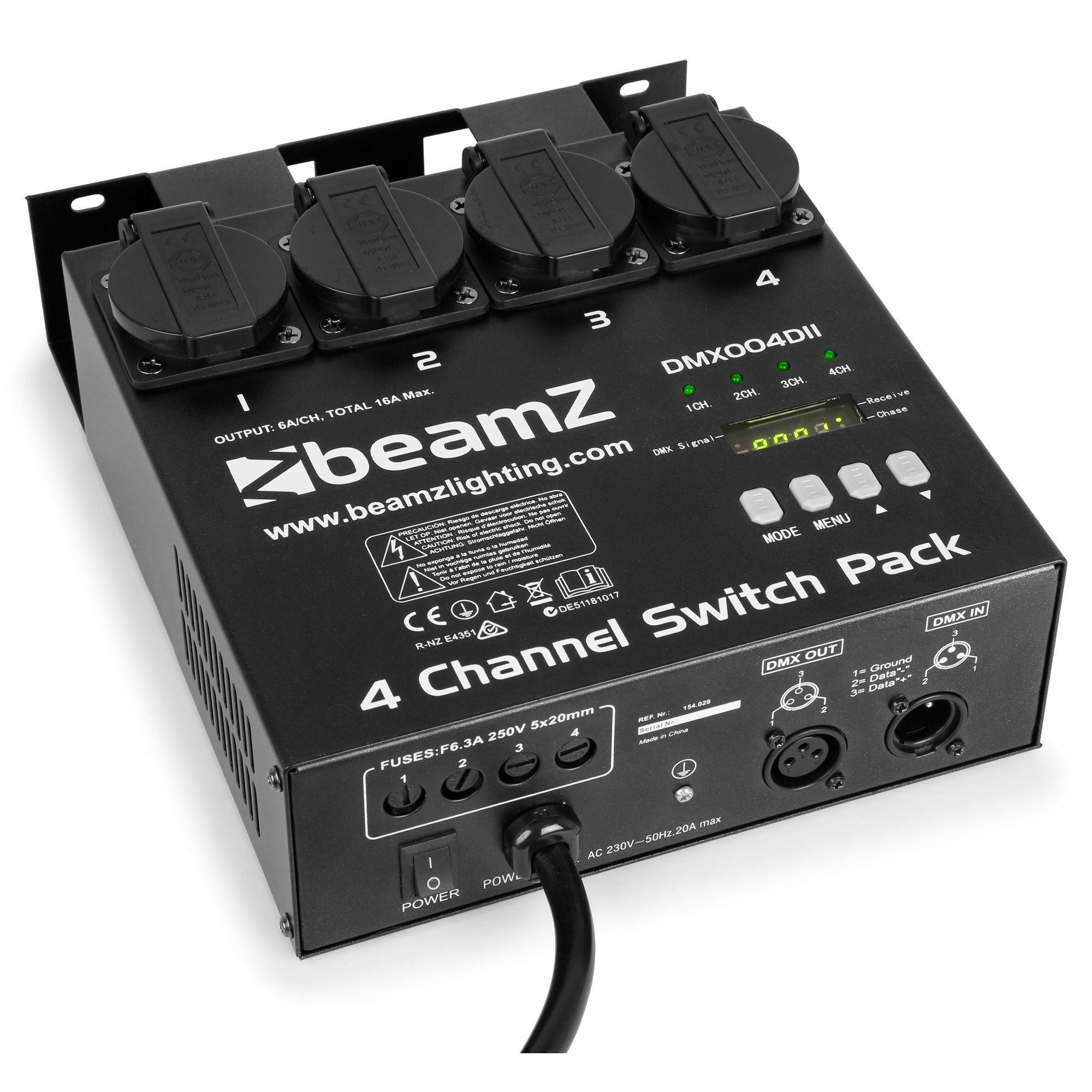 BeamZ DMX004DII DMX Controller 4 Kanaals switchpack