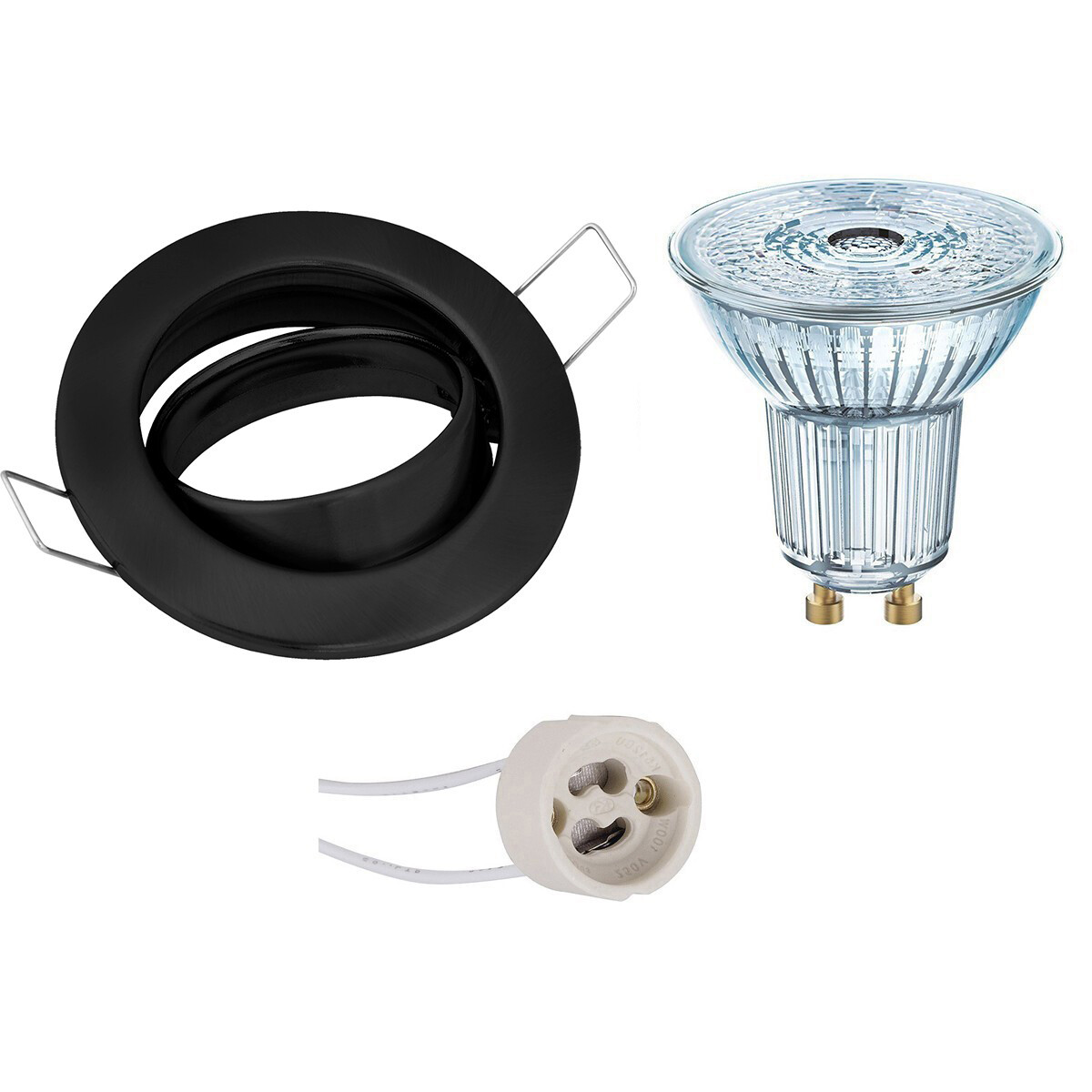 LED Spot Set - LEDVANCE Parathom PAR16 940 36D - GU10 Fitting - Dimbaar - Inbouw Rond - Mat Zwart - 3.7W - Natuurlijk Wit 4000K - Kantelbaar Ø82mm